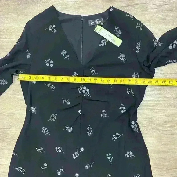 Nwt Sam Edelman black floral Long Sleeves Evening Dress Size 14 - Picture 4 of 6